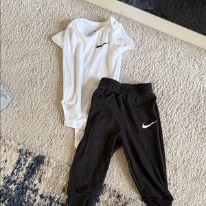 Nike Kids Black Joggers and White 2 piece Set
